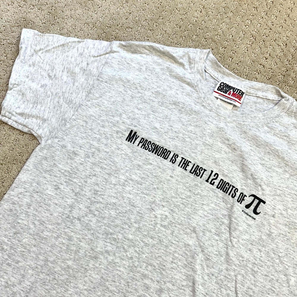 Vintage Computer T-Shirt Men's Medium My Password Is Pi Math Tech 90s Y2K Nerdy